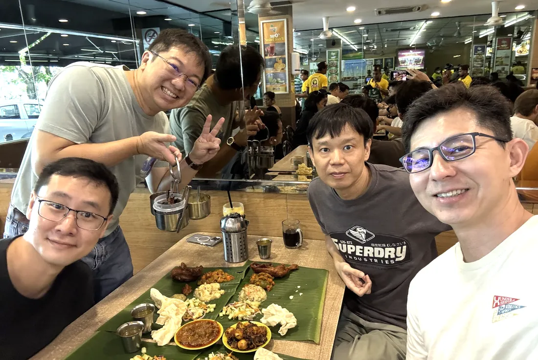 KC Lau and John Huo having lunch with author Ian Tai and AcePremier publisher John Lim